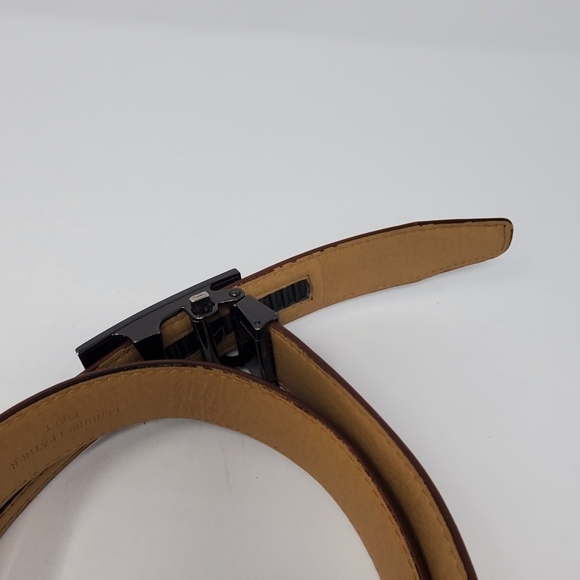 VERA PELLE COGNAC BROWN GENUINE LEATHER BELT ITALY GUNMETAL BUCKLE MEN 44 SLIDE - Picture 5 of 11